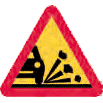 Varningsmärke, stenskott